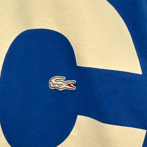 NWOT - Lacoste Classic Fit Contrast Lettering Cotton Sweatshirt Blue - Med - Picture 7 of 7